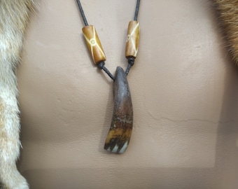 Primitive Rustic Ancient tooth amulet, Viking warrior pendant. Pagan, Shamanic, Ethnic jewelry. Hunter's necklace, Norse, Celtic-hand carved