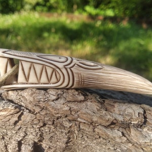 Hand carved Viking Ulfhednar pagan warrior amulet. Fenrir Wolf Head pendant, Scandinavian totemic necklace. Odin wolves. Berserker Old Norse