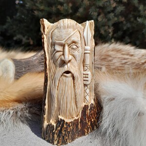 Exclusive hand-carved Scandinavian God Odin statue. Figurine of Odin. Óðinn sculpture, Viking Allfather. Old Norse God. Wotan. Idol. Pagan