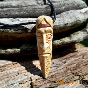 Odin pendant with copper headband | Hand-carved moose antler necklace | Norse Allfather amulet | Viking pagan jewelry | Valhalla gift