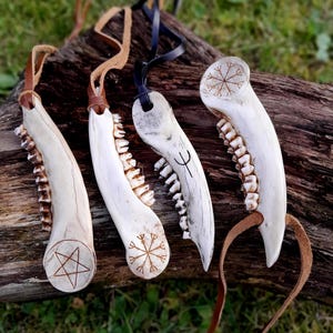 Handcarved Viking pendant made from roe deer jawbone