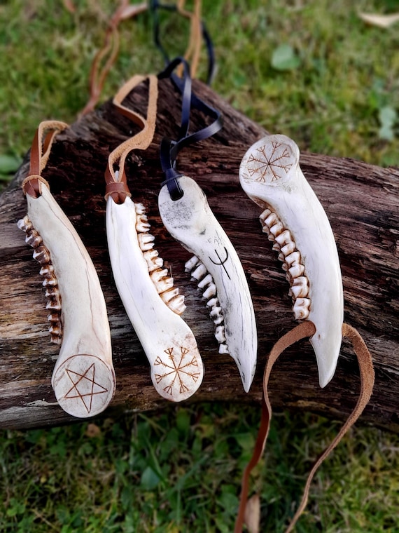 Helm of Awe pendant | Norse protection amulet | Hand-carved bone jewelry | Viking-inspired gift for him or her