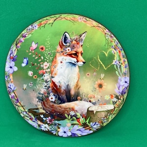 Red Fox Coaster: Floral Woodland Animal Art