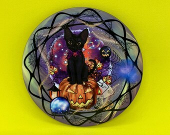 Halloween Drinks Coaster with feline theme -black cat Halloween wooden coaster-Halloween cute coaster gift-Halloween decor-Halloween gifts