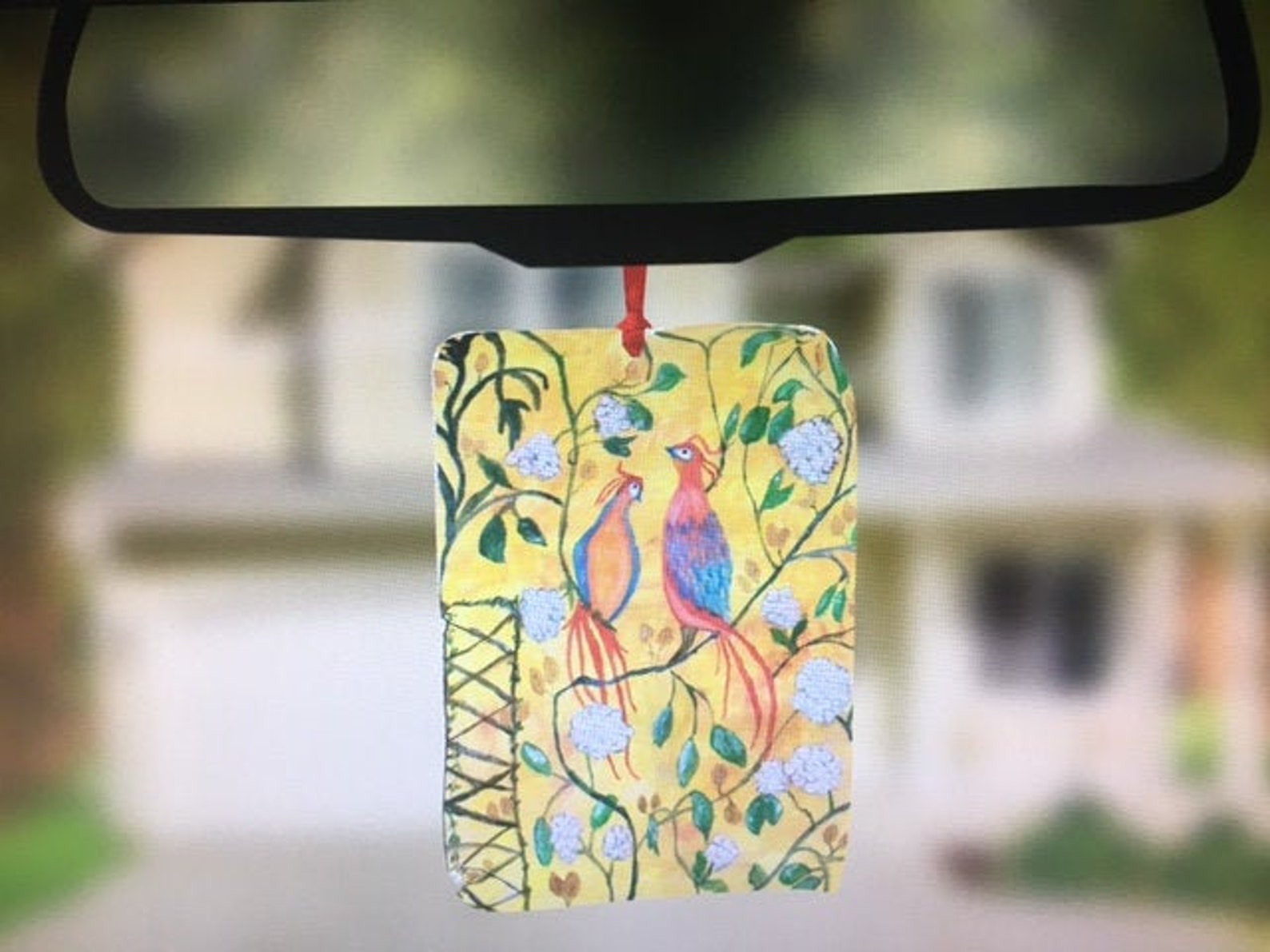 Love Birds Car Air Freshener, Hand Painted, Gift for Any Occasion, Bird