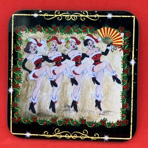 Christmas themed Drinks Coaster - Burlesque themed Christmas gift - Christmas 2021 gifts - Secret Santa gift - Father Christmas gift -