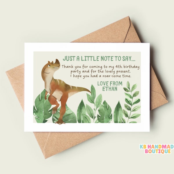 Dinosaur Birthday Party Thank You Cards - Dinosaur Theme Party - Party Stationery