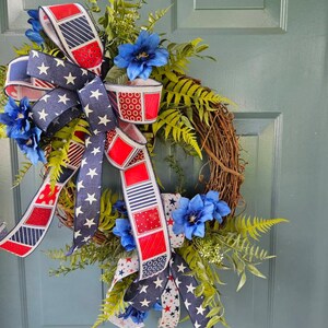Red White Vintage Blue Wreath | 4th of July Wreath | Independence Day Decor | Patriotic Wreath | Summer Wreath