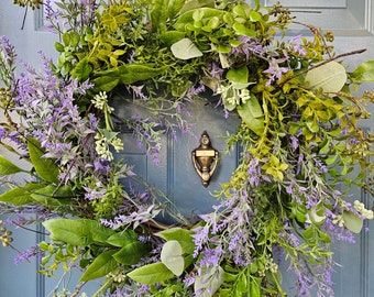 Lavender Wreath, Vibrant Spring Door Decor