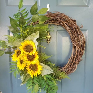 Summer wreath for front door bright, sunflower wreaths front door year round, summer wreath for front door year round, Mother&#39;s day gift
