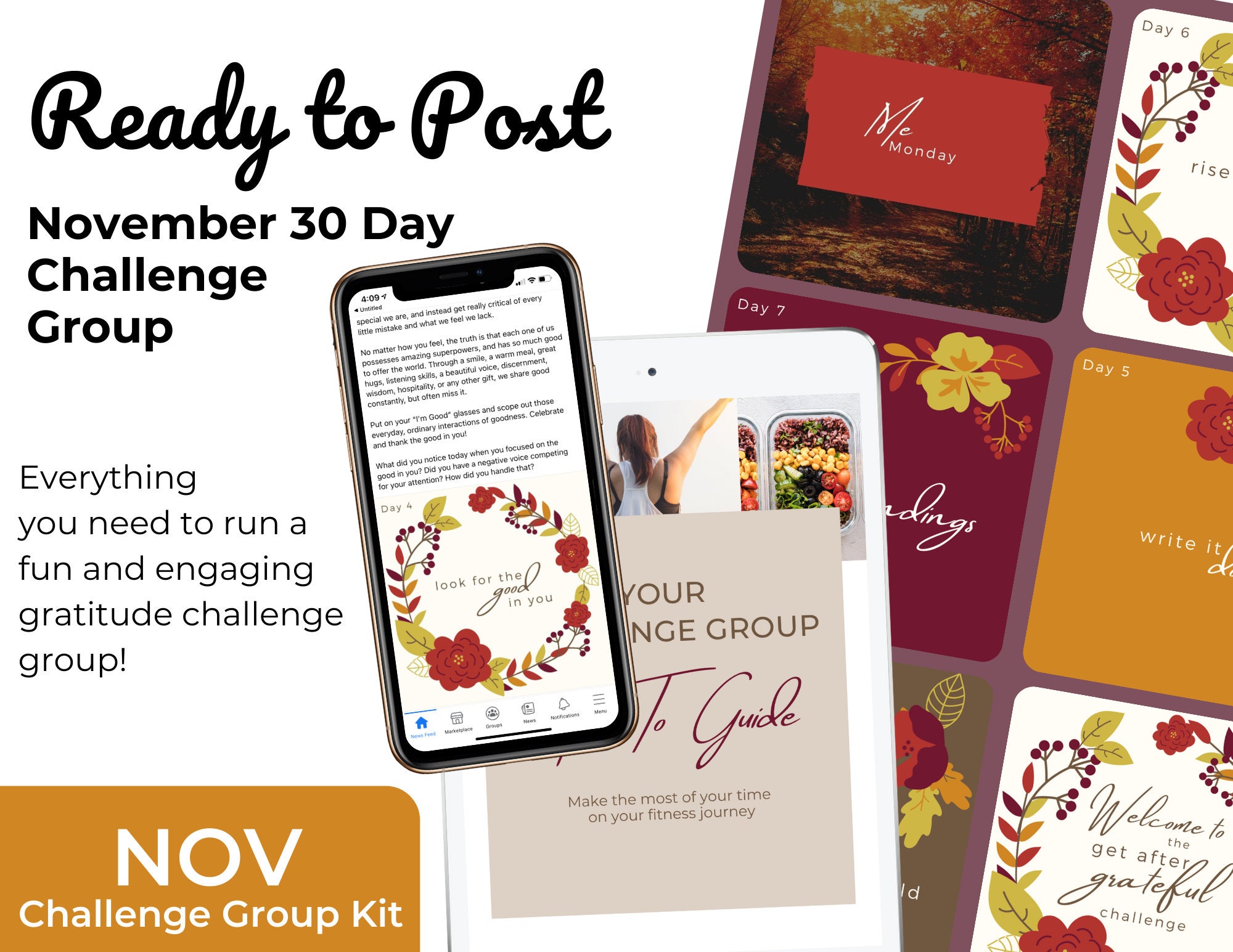 30 Day Challenge Template November Challenge Group Gratitude - Etsy