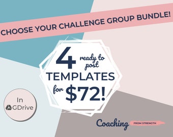 Monthly Challenge Group Bundle in Google Drive, Four Done For You Challenge Group Guide B3G1 Free, Ready to Post Challenge Group Content