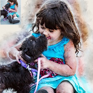 Custom Watercolor Kids Portrait Watercolor portrait from photo digital watercolor drawing from image Children watercolor portrait from photo