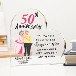 Personalized 50 th wedding anniversary gift Anniversary heart plaque Anniversary gifts for parents grandparents anniversary keepsake gift