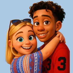 Custom Pixar Style Couple Portrait from Photo – 3D Cartoon Drawing Gift, Digital Download or Printed, Cute Anniversary or Wedding Gift