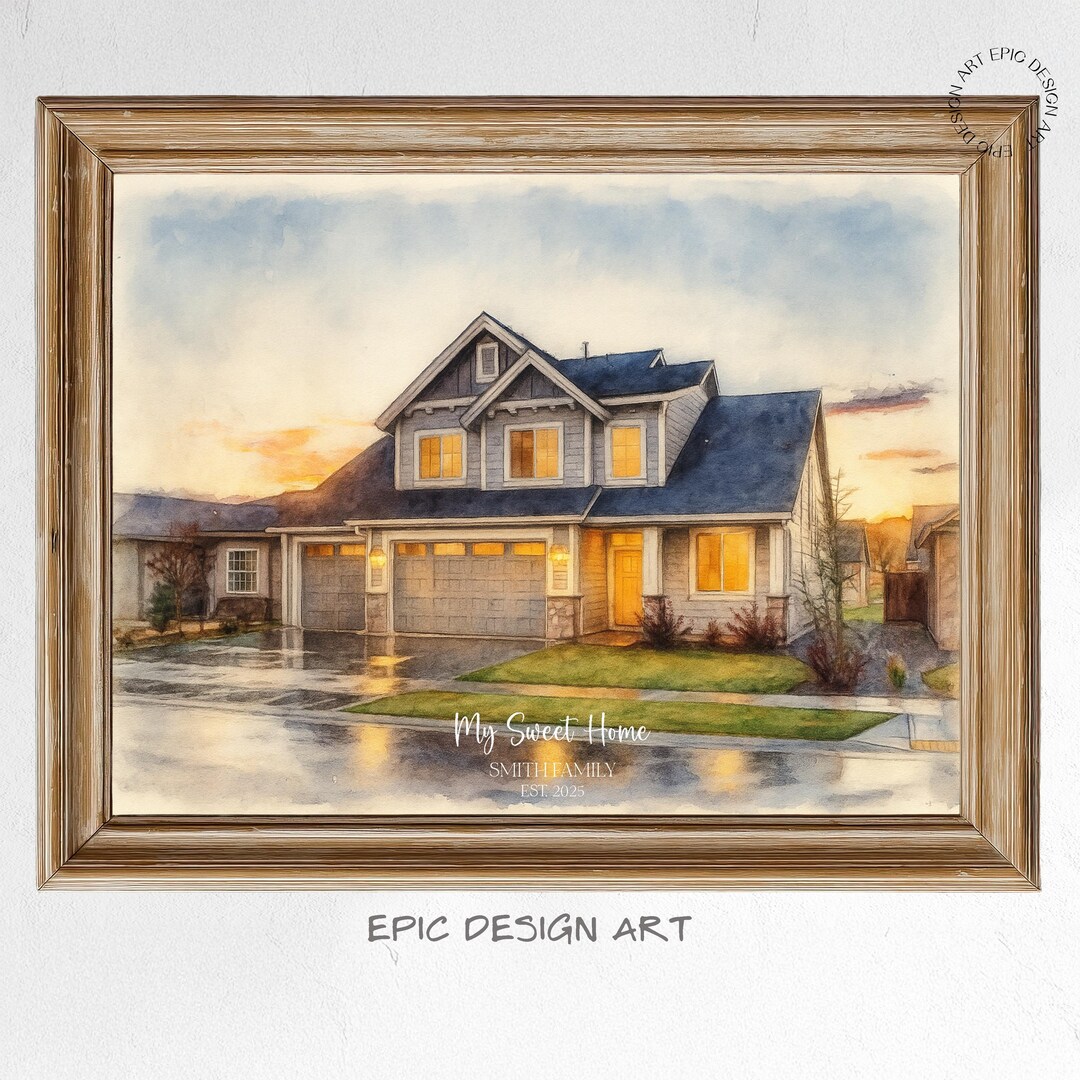 Custom Watercolor Home Portrait From Photo, Personalized House Painting ...