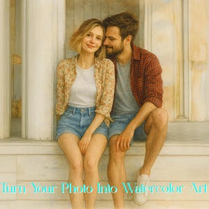 Personalized Watercolor Portrait of Couples, Wedding Gift, Custom Digital Painting, Engagement Art Print
