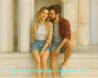 Personalized Watercolor Portrait of Couples, Wedding Gift, Custom Digital Painting, Engagement Art Print
