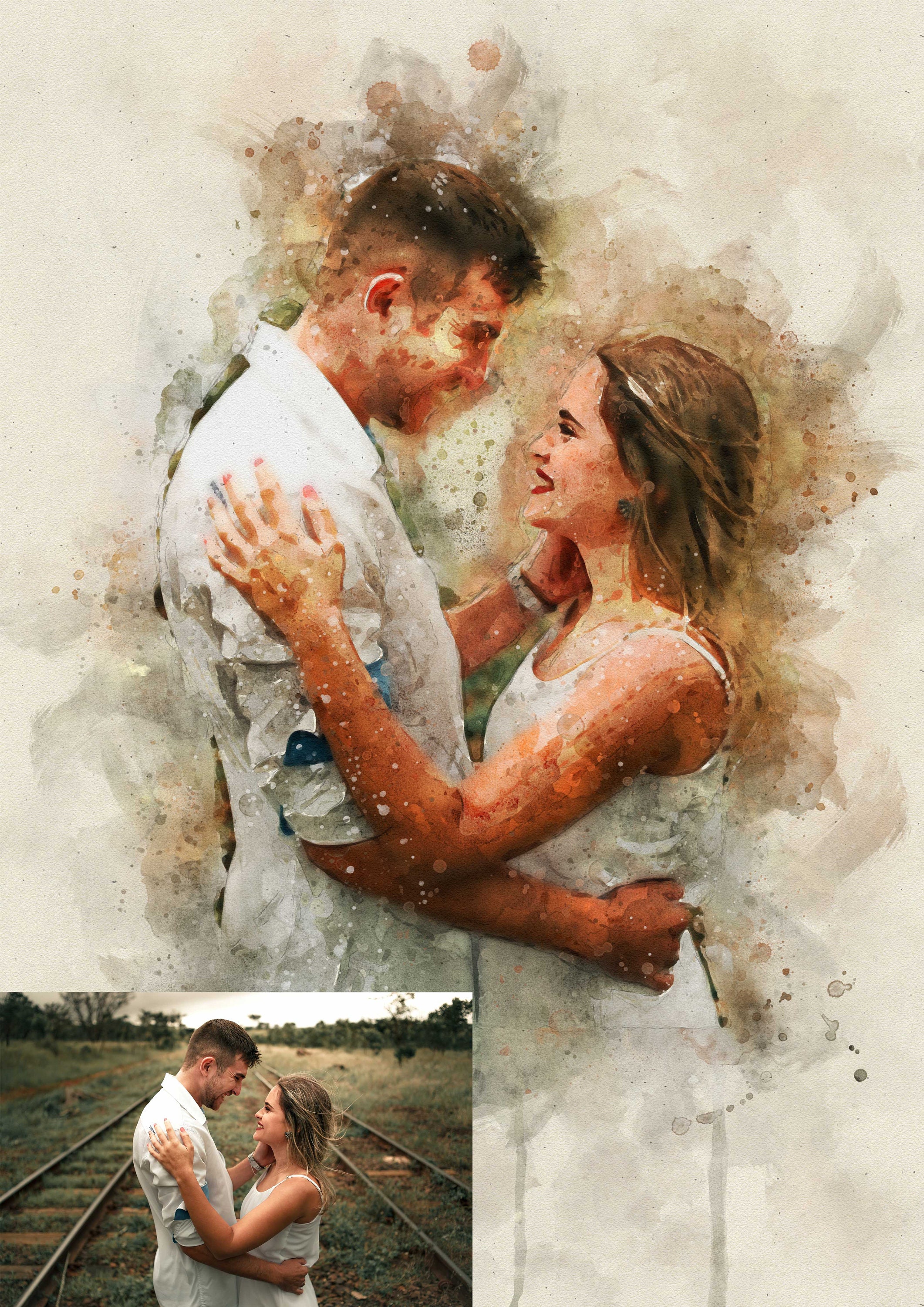 Custom Watercolor Couple Painting From Your Photopersonalize Etsy UK