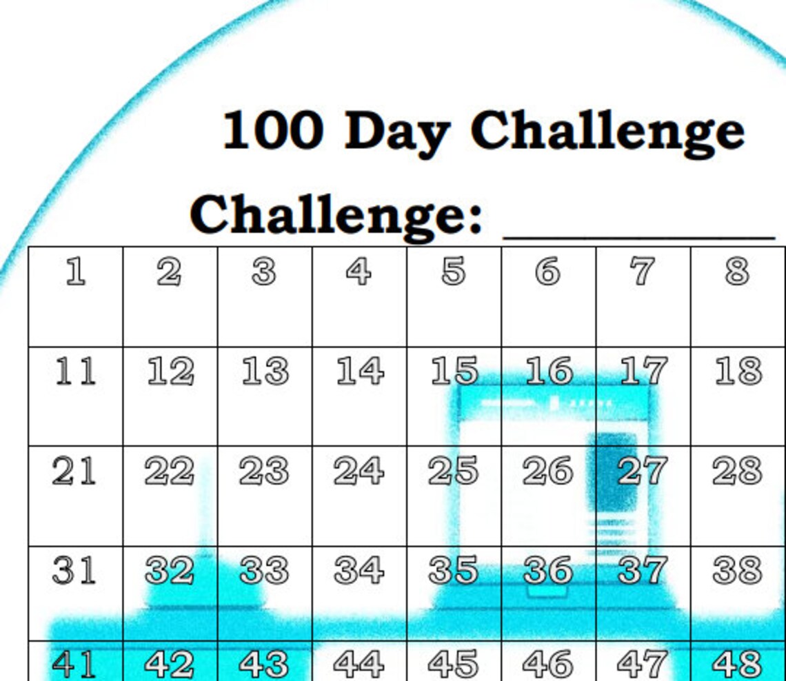 100 Day Challenge Printable - Etsy UK