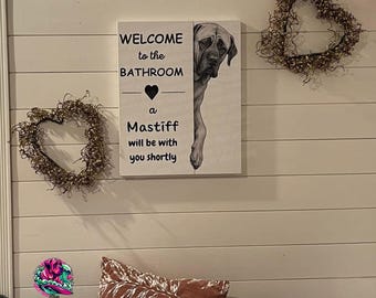 Funny English Mastiff Canvas Art - Bathroom Humor