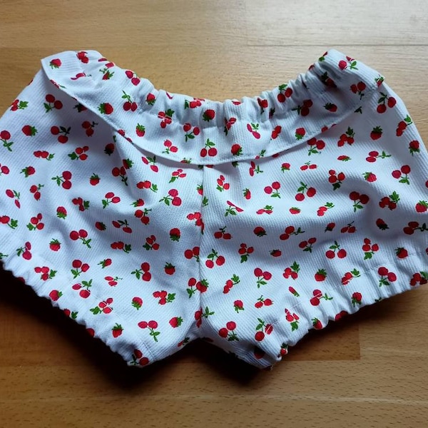 Baby bloomer, in cotton piqué with cherry or liberty print