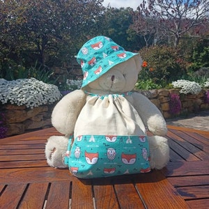 Pochon, sac à doudou, sac à goûter, sac cadeau 0 déchet, en lin et cretonne OekoTex imprimé renard orange ou tissu au choix