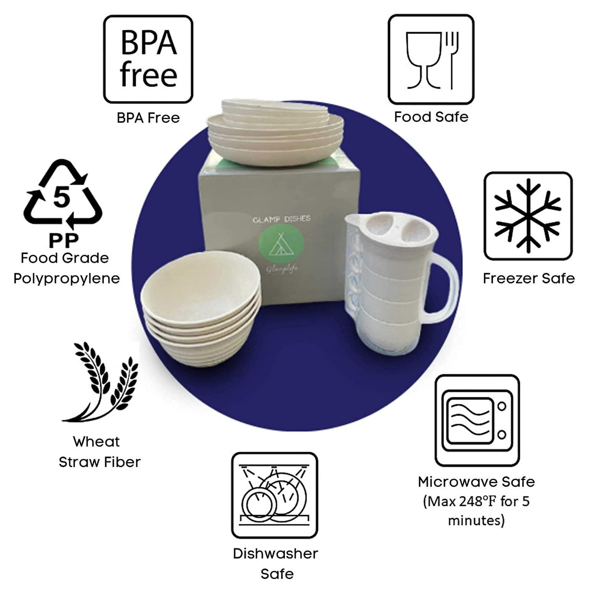 Unbreakable Wheat Straw Dinnerware Sets Natural Microwave Etsy