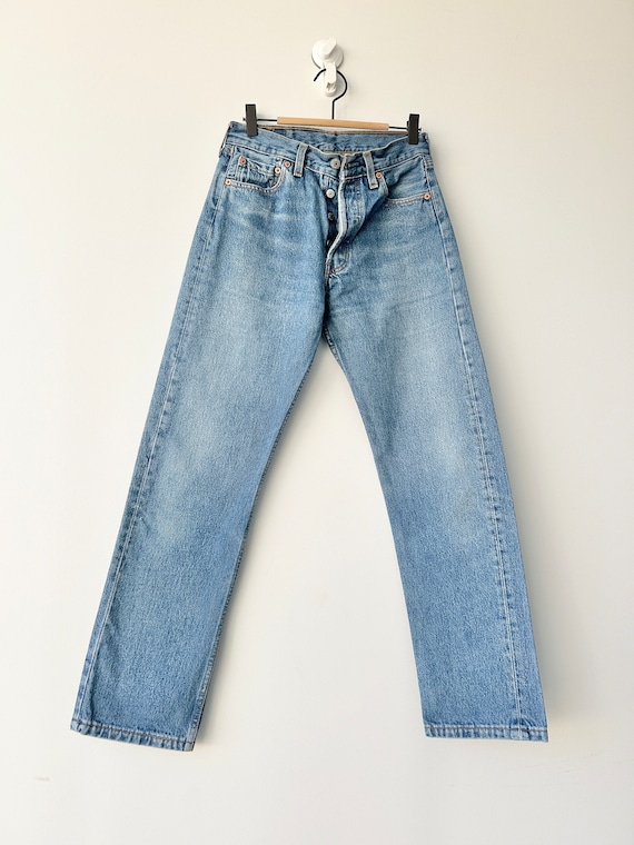 W27 L29 Levis 501 Jeans Medium Blue Denim 90s Vintage Levi's