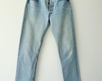 Levis 501 vintage, talla W29 L30, 28-29 pulgadas (medidas), azul claro, años 90, EE. UU.