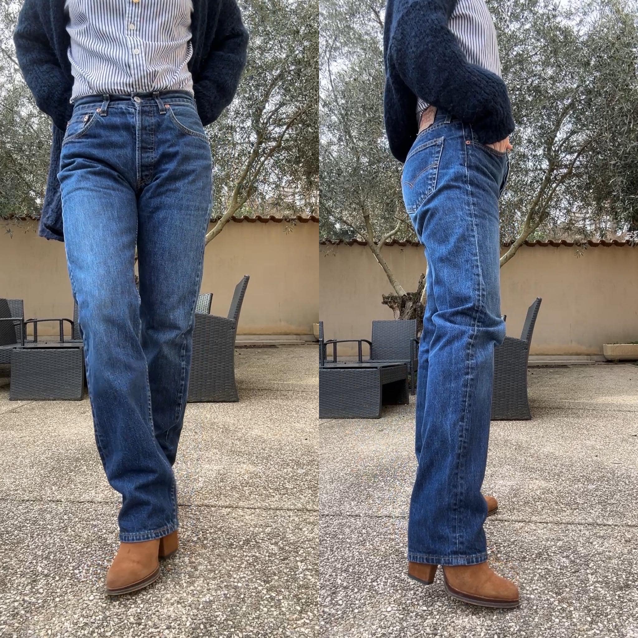 W28 L31 Levis 501 Vintage Dark Indigo Blue Shade Straight Leg