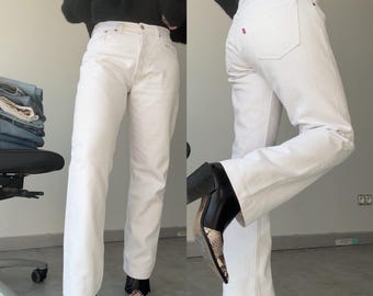 W29 L27 vintage Levis 501 28-29”” measured white denim 90s 501s