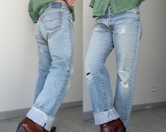 W31 L29 vintage Levis 501s 30/31” medium light blue denim Levi’s 501s 80s USA
