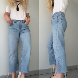 W29 L23 Levis 501 vintage 28-29” measured waist faded light blue 80s-90s made in France