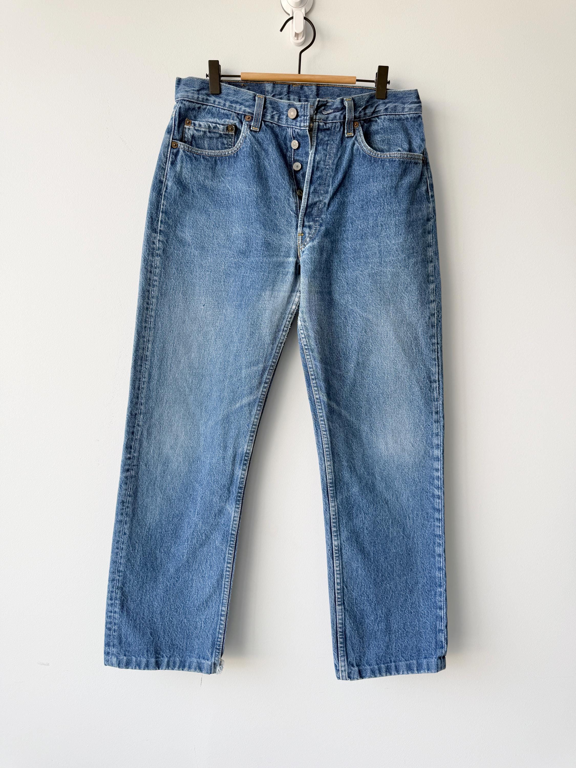W31 L29 Vintage Levis 501 29/31” Measured Raw Blue Denim Faded 