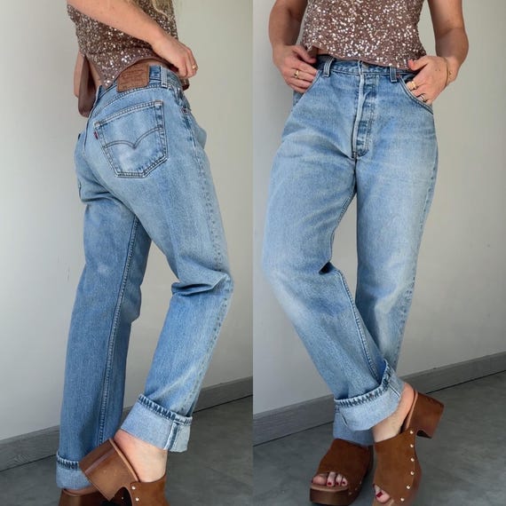W31 L30 Levis 501 Vintage 31” Measured Waist Faded Blue 90s