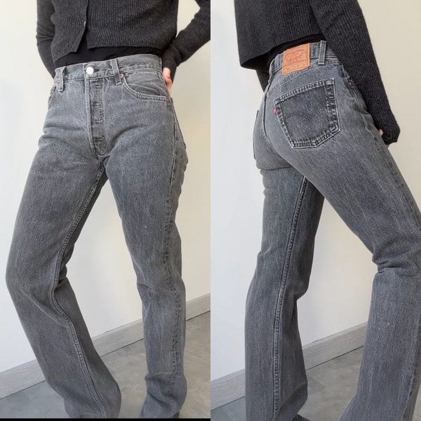 Levis 501 jeans w28 L33 negro gris descolorido denim vintage Levi's 501s 90s descolorido negro descolorido USA vintage 501