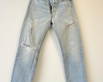 Levis 501 Vintage W28 L30 Levi's 90s Distressed Light Blue Levis 501 Vintage W28 L30 Levi's 90s Distressed Light Blue