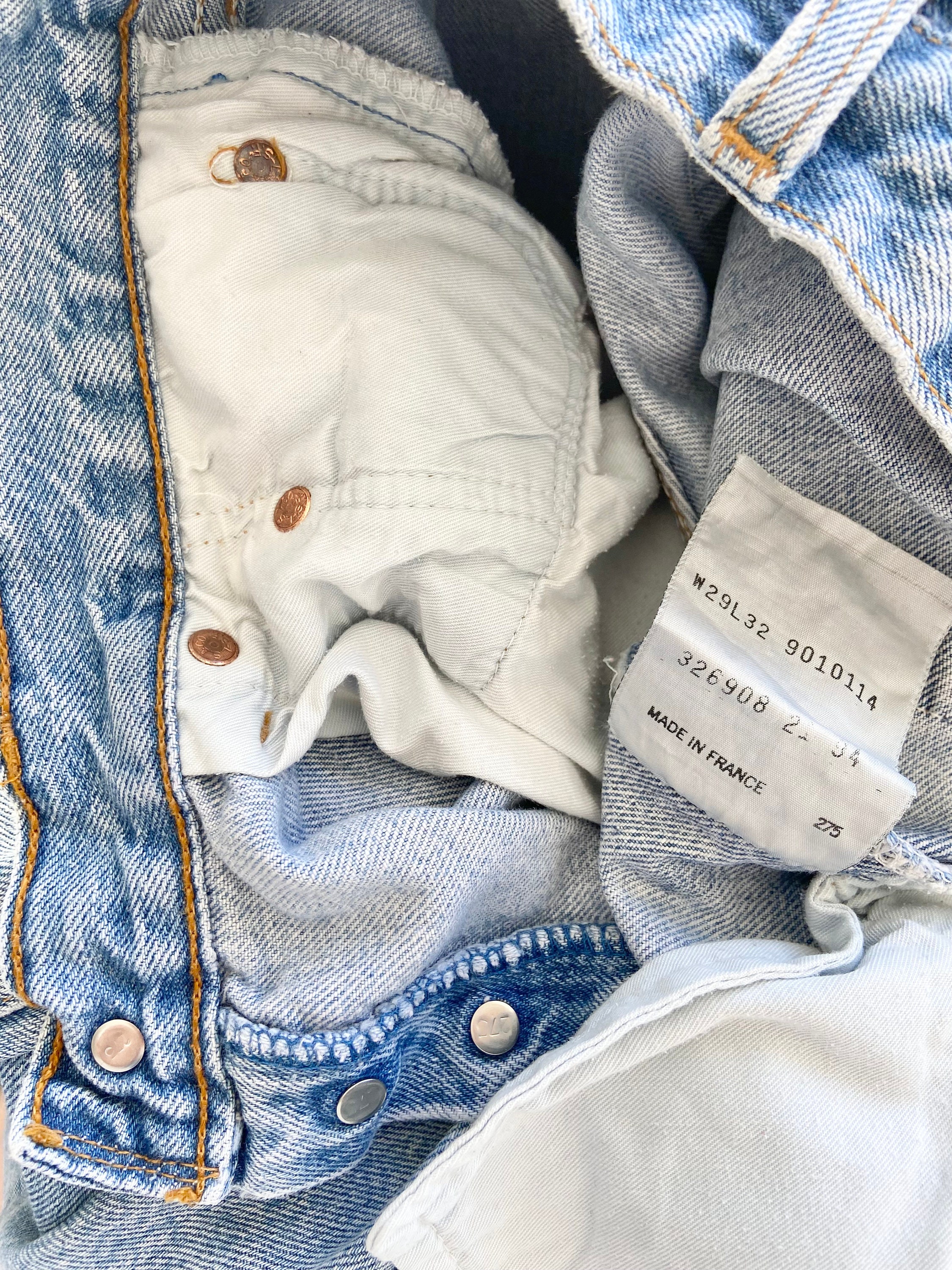 Jeans Levi's 901 Vintage Peint Main Woodstock 94 - Taille 7 (26 Pouces), Coupe Haute, Délavé Et Customisé