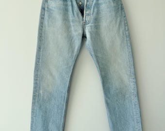 Vintage Levi's 501xx, Größe W30 L29, Bundweite 30 Zoll, hellblau, verwaschen, USA, 90er Jahre, Modell 501xx