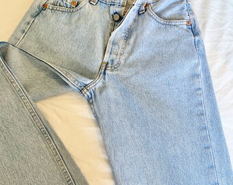 Vintage Kids 90s Light Wash Levi's 554 Orange Tab Denim Jeans Size