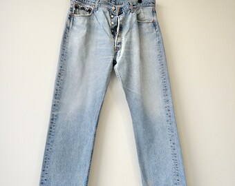 Levis 501 Vintage W34 L28 Levi's Light Blue Faded Straight