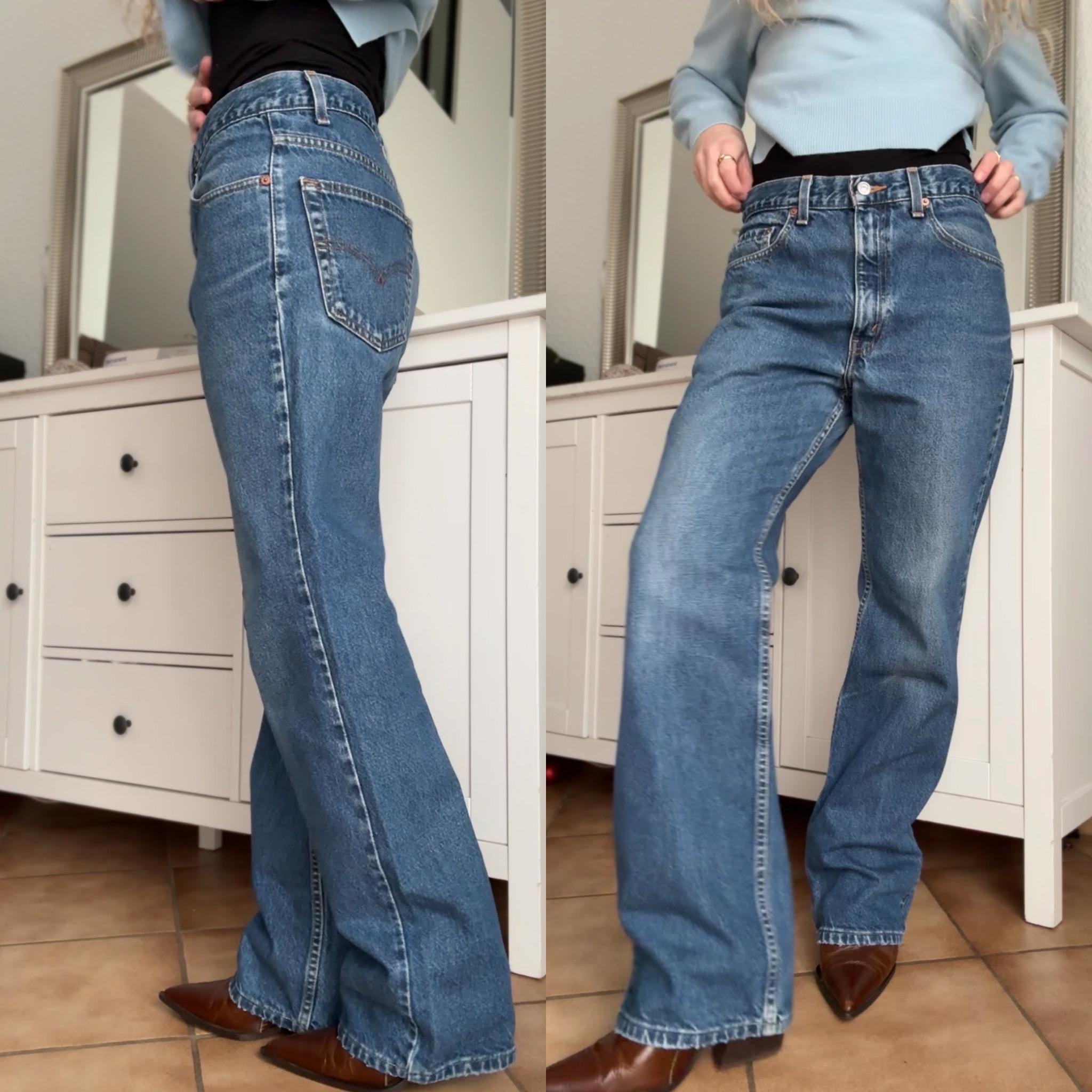 W32 L30 Levis 517 Bootcut Vintage Dark Faded Blue 517s Made