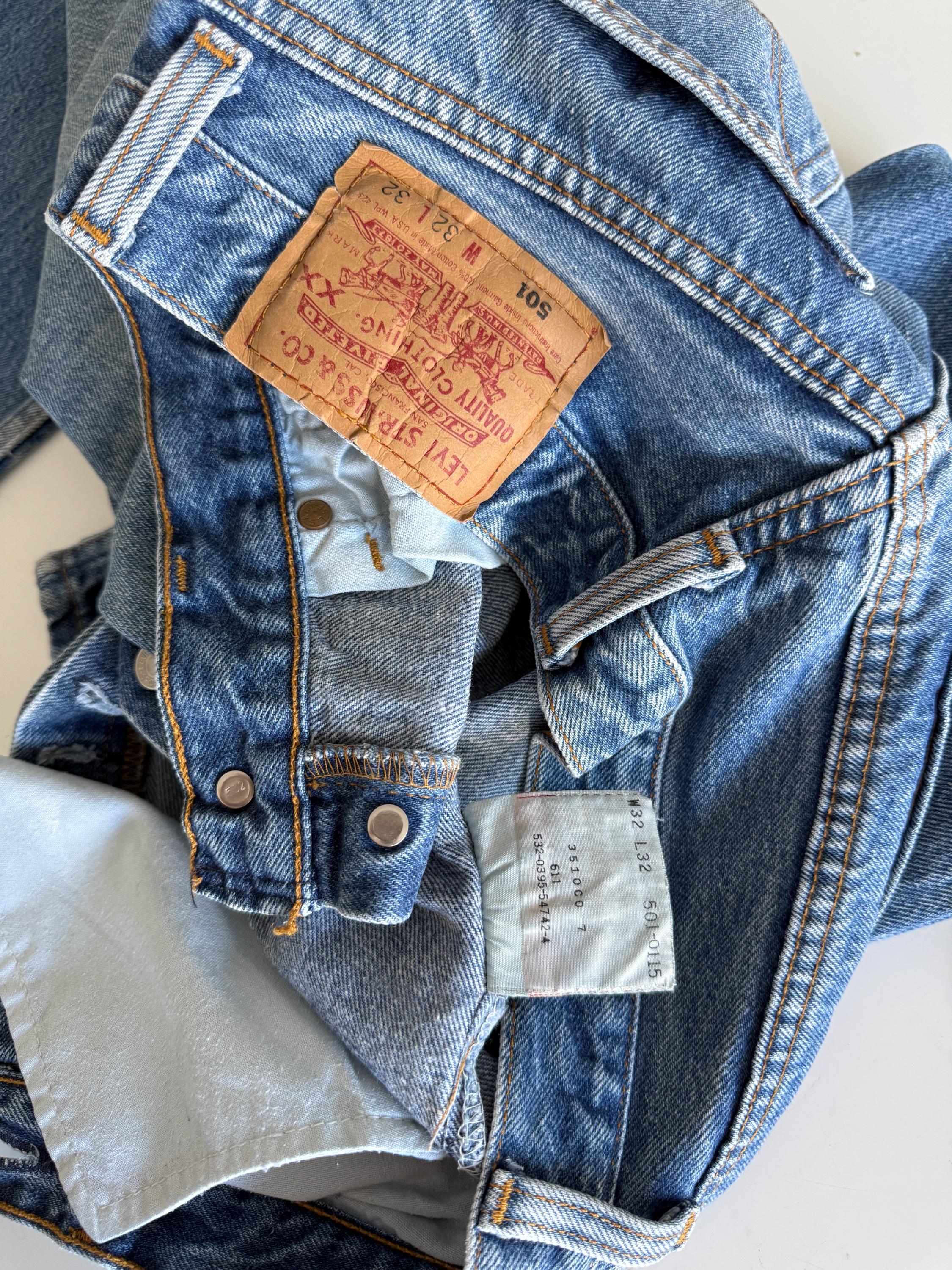 W30 L31 Levis 501 Vintage 29-30” Measured Waist Raw Blue Made in 
