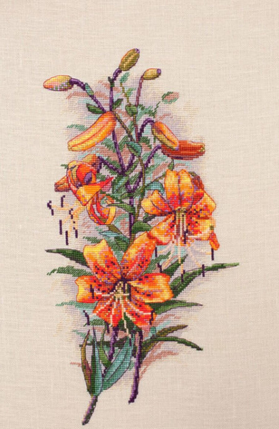 Vintage Lilies Cross Stitch Patterns Floral Cross Stitch | Etsy