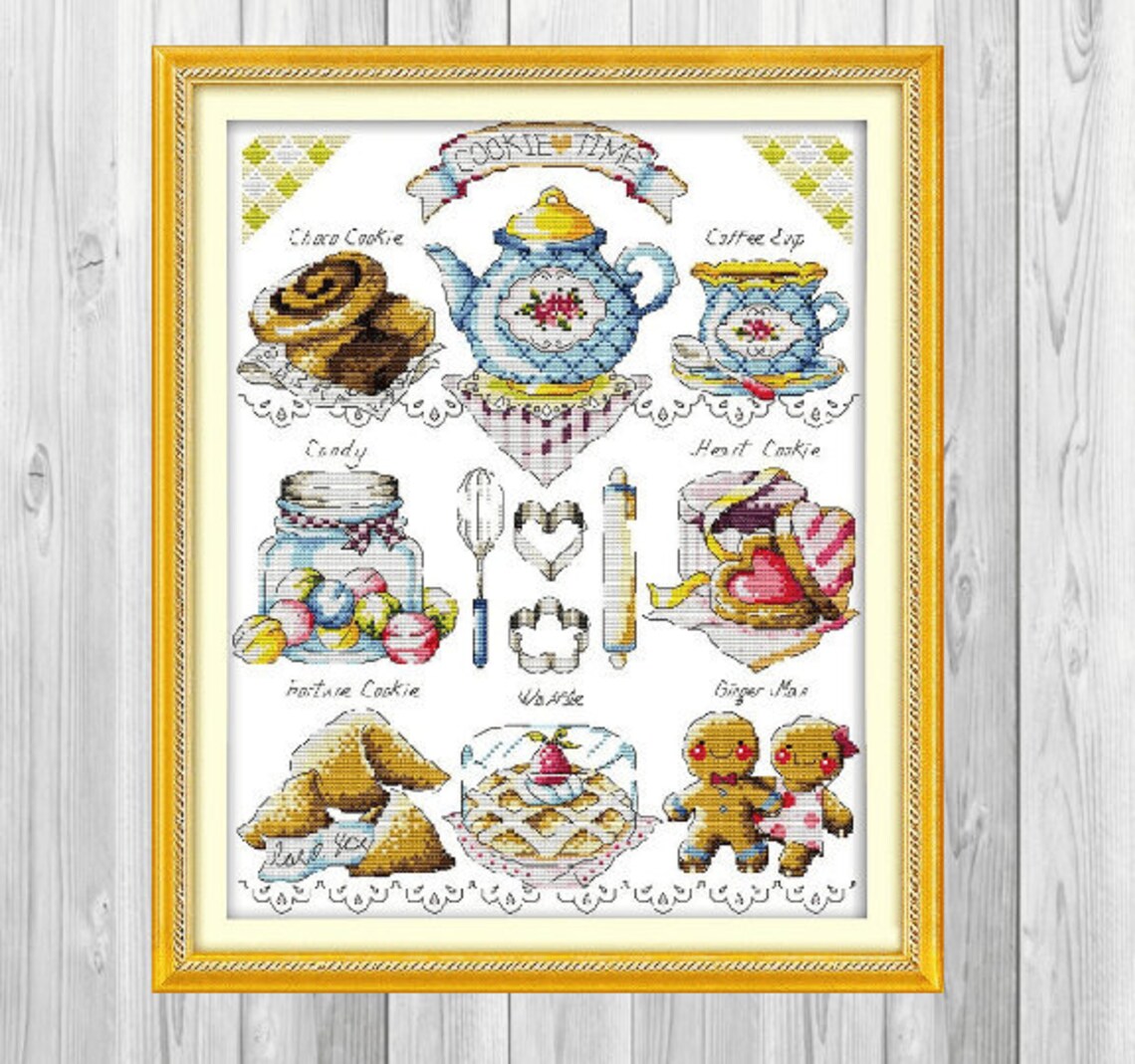 Kitchen Cross Stitch Rustic Kitchen Decor Kitchen Still Life Etsy