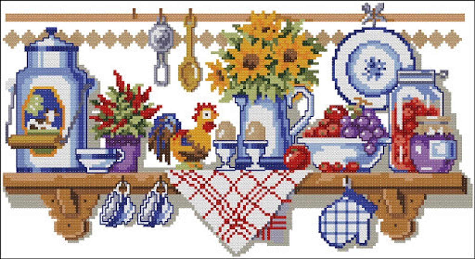 Kitchen Cross Stitch Kitchen Still Life Kitchen Shelf Etsy