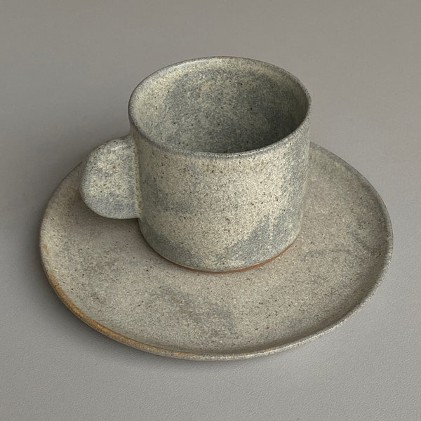 80 ml – Stoneware Espresso Cup with Satin 'Quartz Stone' Glaze, Americano Coffee Or Tea, Handmade, House Warming Gift