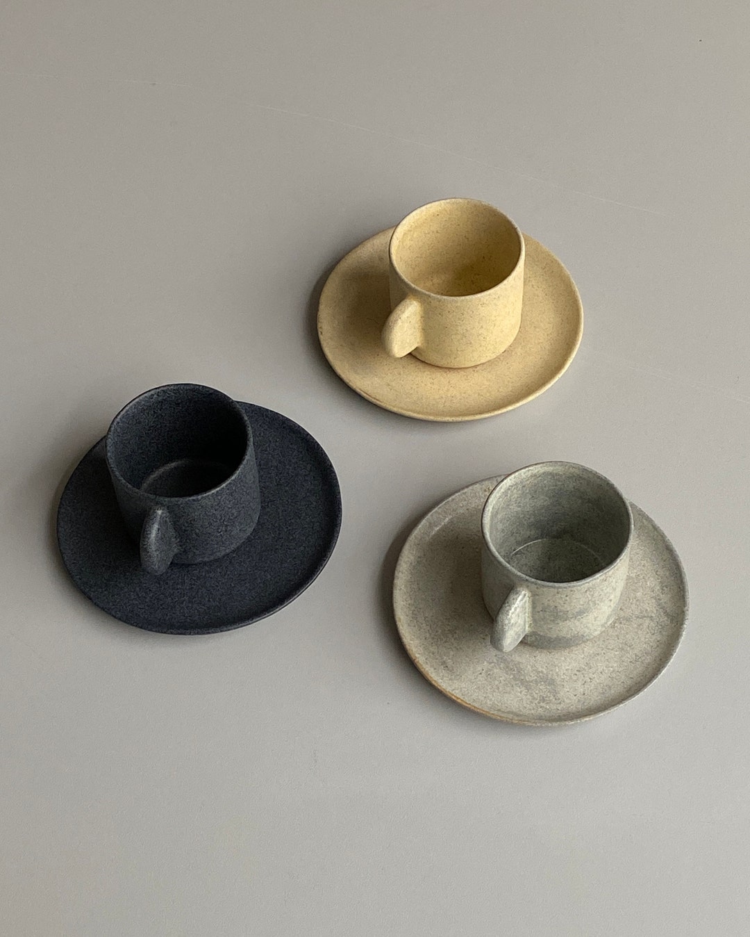 Ensemble de tasses à expresso et soucoupes en grès fait main : glaçure mate - Etsy France