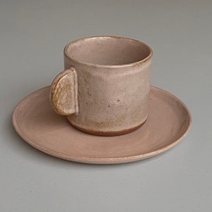 80 ml / Steinzeug Espressotasse, Espressotassen mit Rose Ash (Rosa) Glanzglasur, Espresso oder americano handgefertigte Steinguttasse